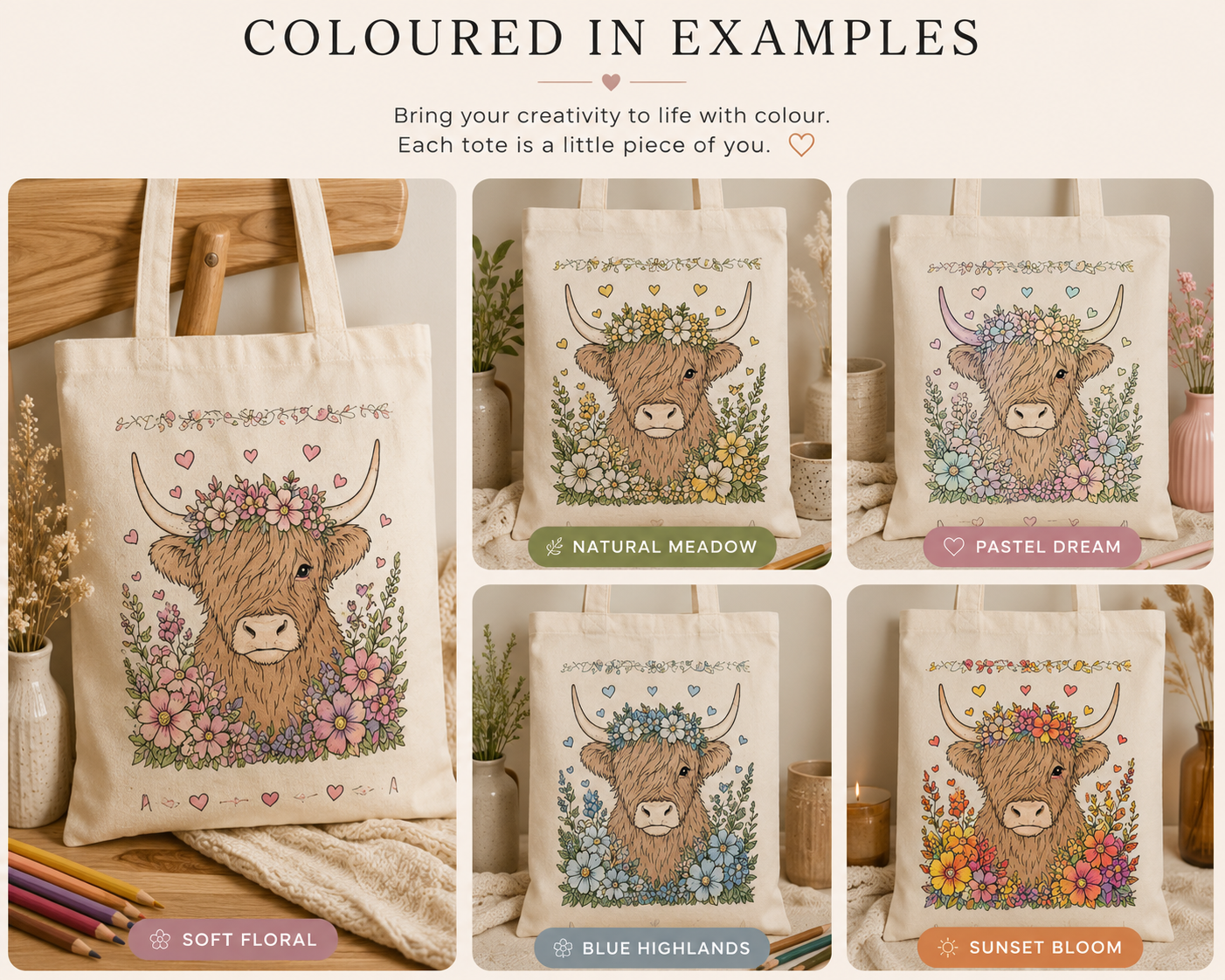 Highland Serenity – Colour Your Own Tote Bag